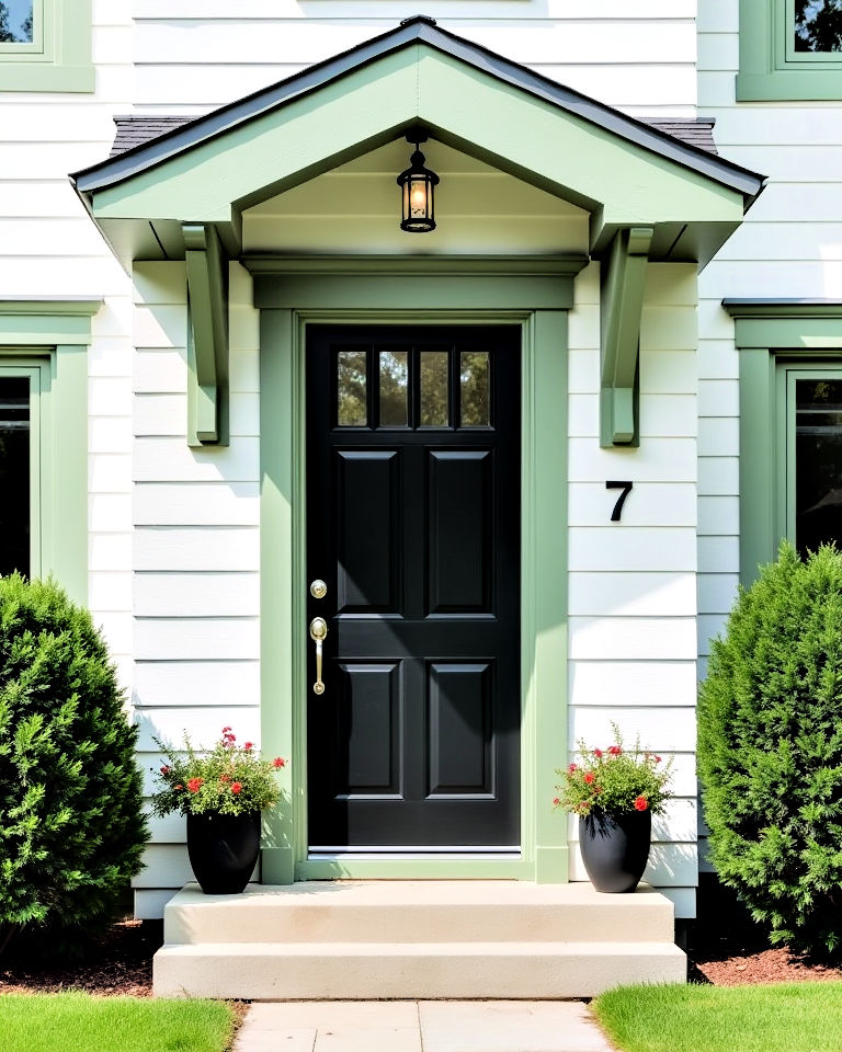 20 Sage Green House With Black Door Design Ideas