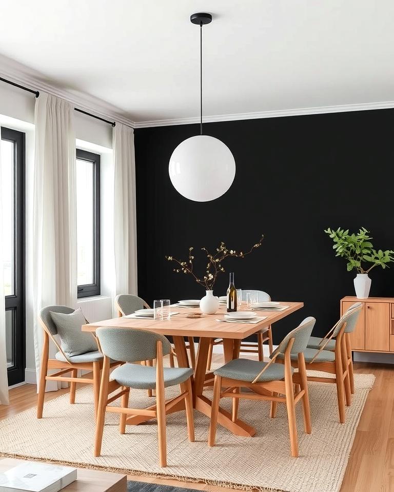 20 Black Accent Wall Dining Room Ideas for a Bold Look