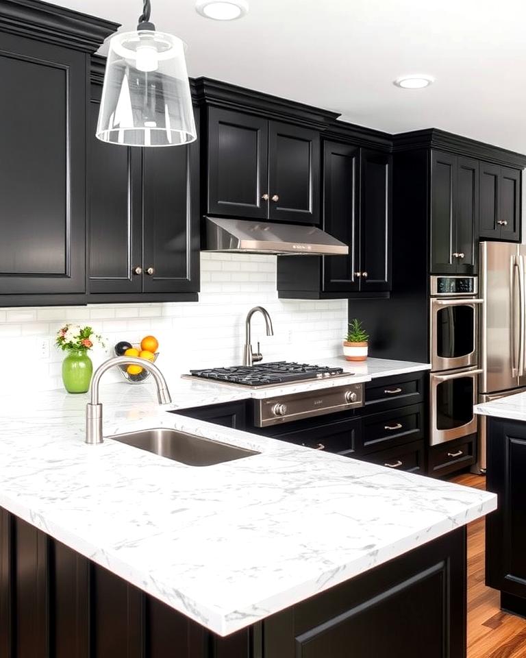20 Black Kitchen Cabinets With White Countertops Ideas