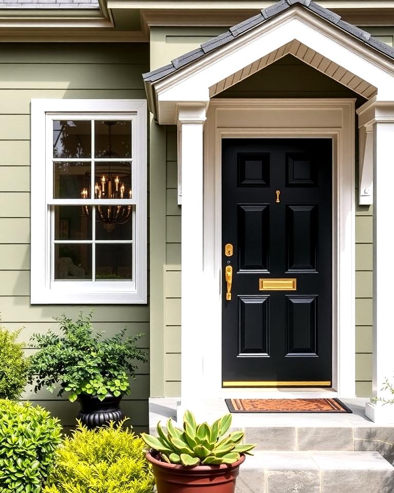 20 Sage Green House With Black Door Design Ideas