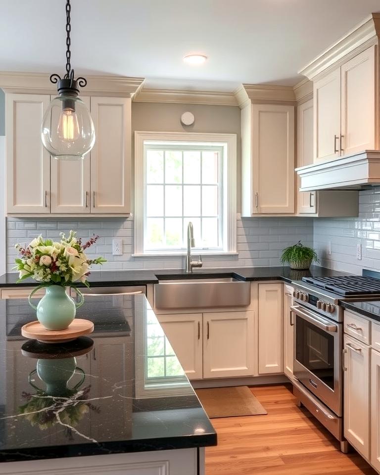 20 Kitchen Ideas with Dark Countertops and Light Cabinets