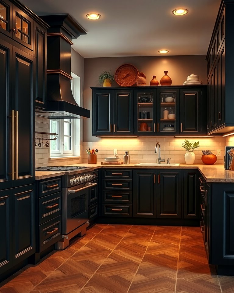 25 Kitchen With Black Cabinets And Wood Countertops Ideas