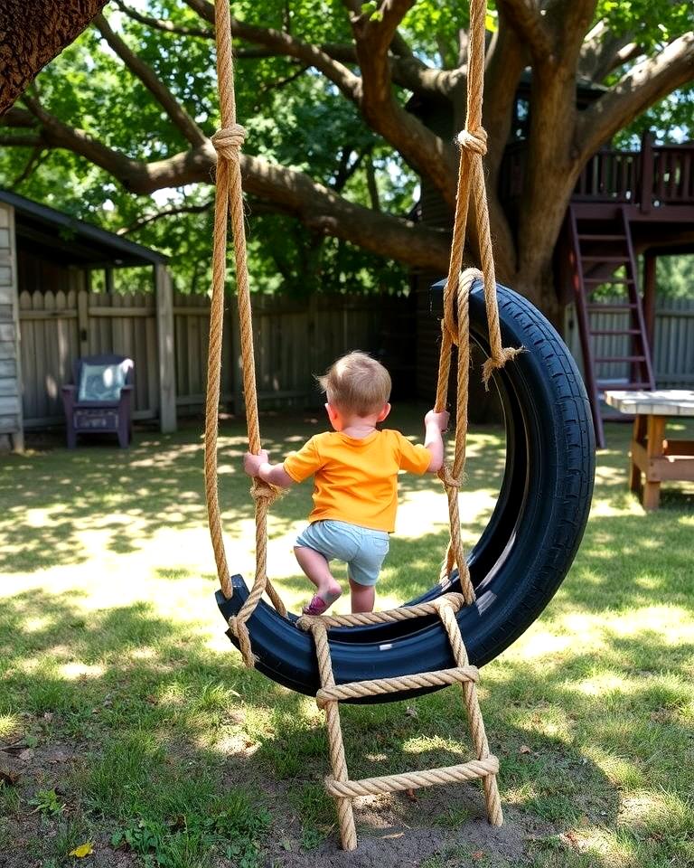 Tire Rope 20 Tire Swing Ideas for Fun Outdoor Spaces