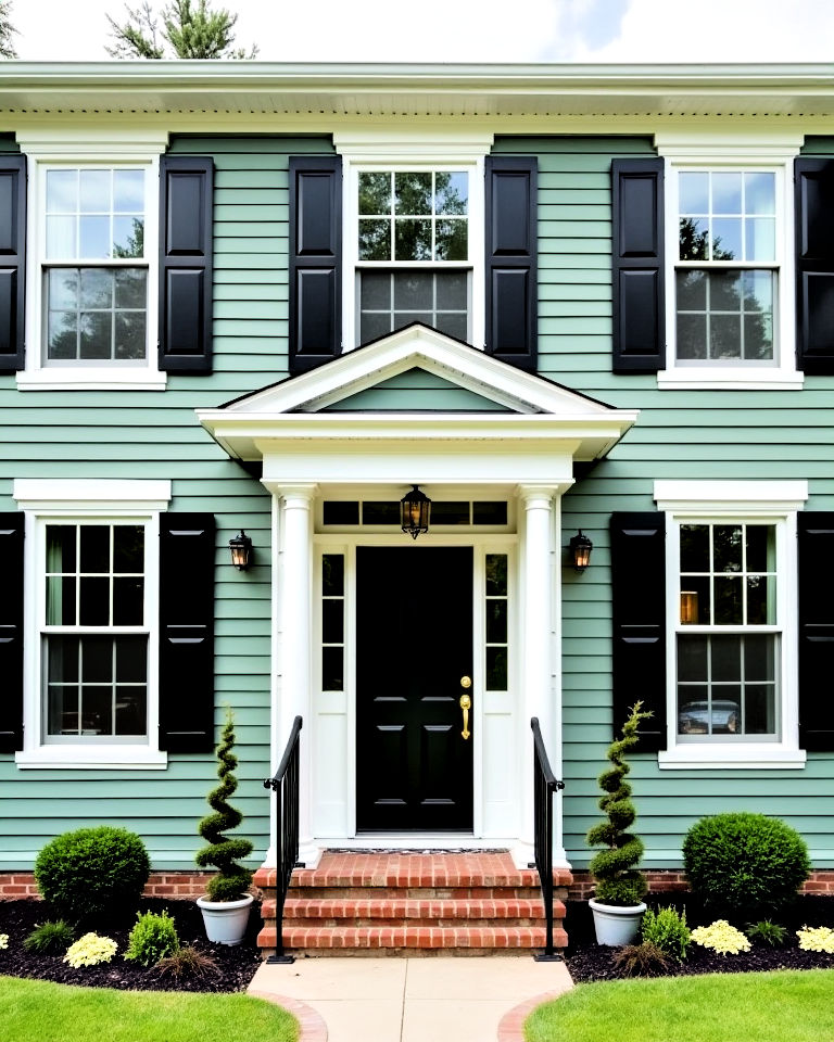 20 Sage Green House With Black Door Design Ideas