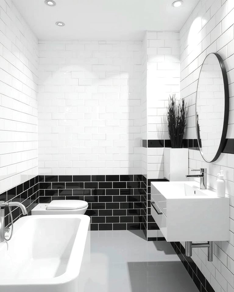 30 Striking Black & White Bathroom Tile Designs for Timeless Style