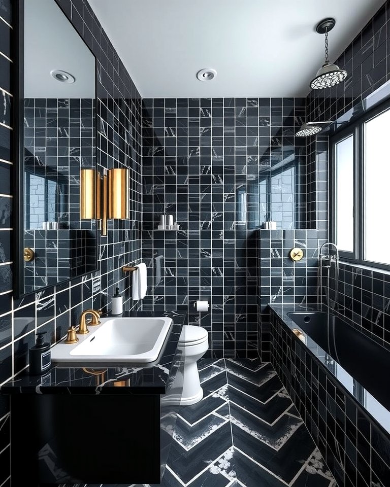 30 Bathrooms with Black Countertops for Modern Elegance