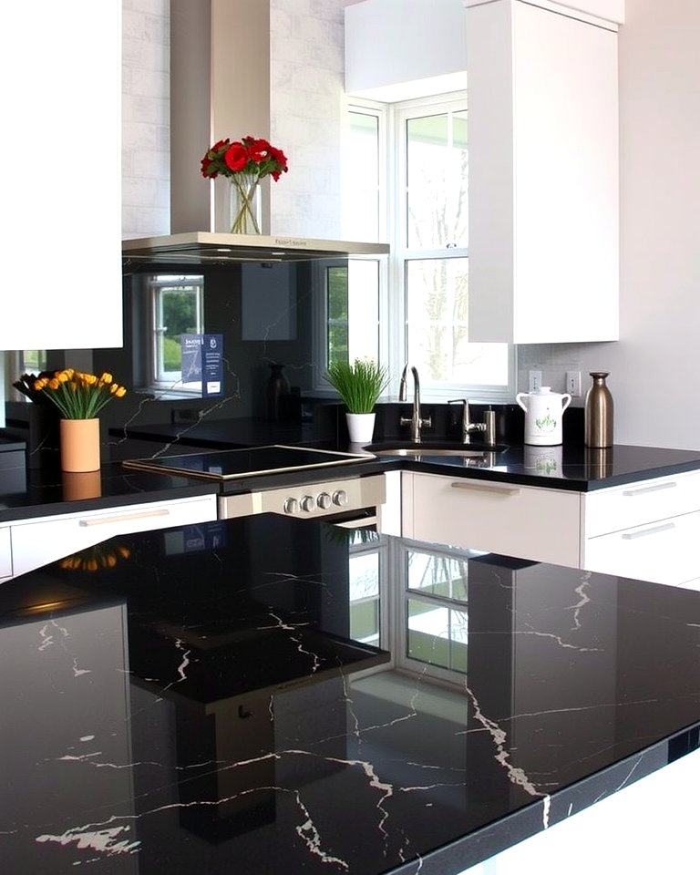 30 Sleek Black Granite Countertop Kitchen Designs for Luxury