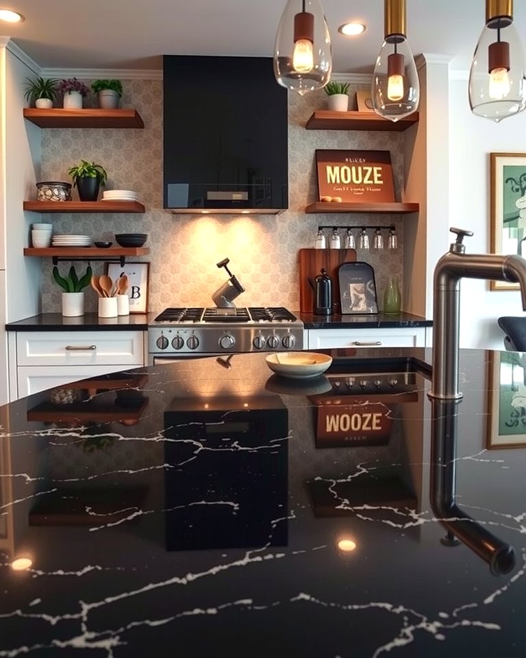 30 Sleek Black Granite Countertop Kitchen Designs for Luxury