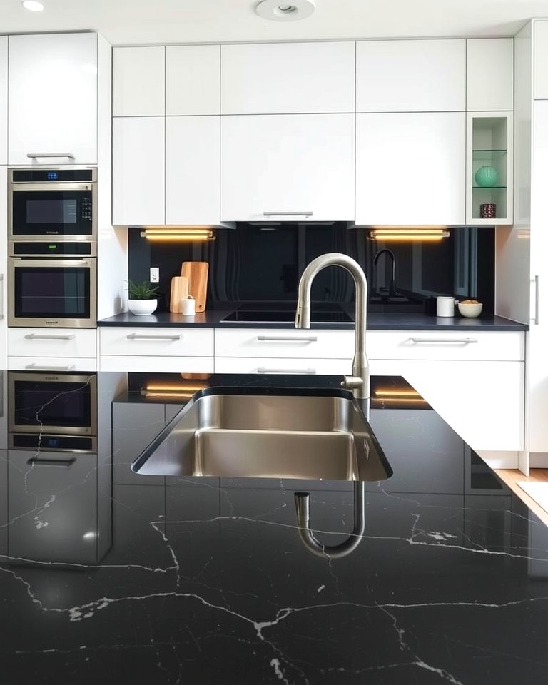 30 Sleek Black Granite Countertop Kitchen Designs for Luxury