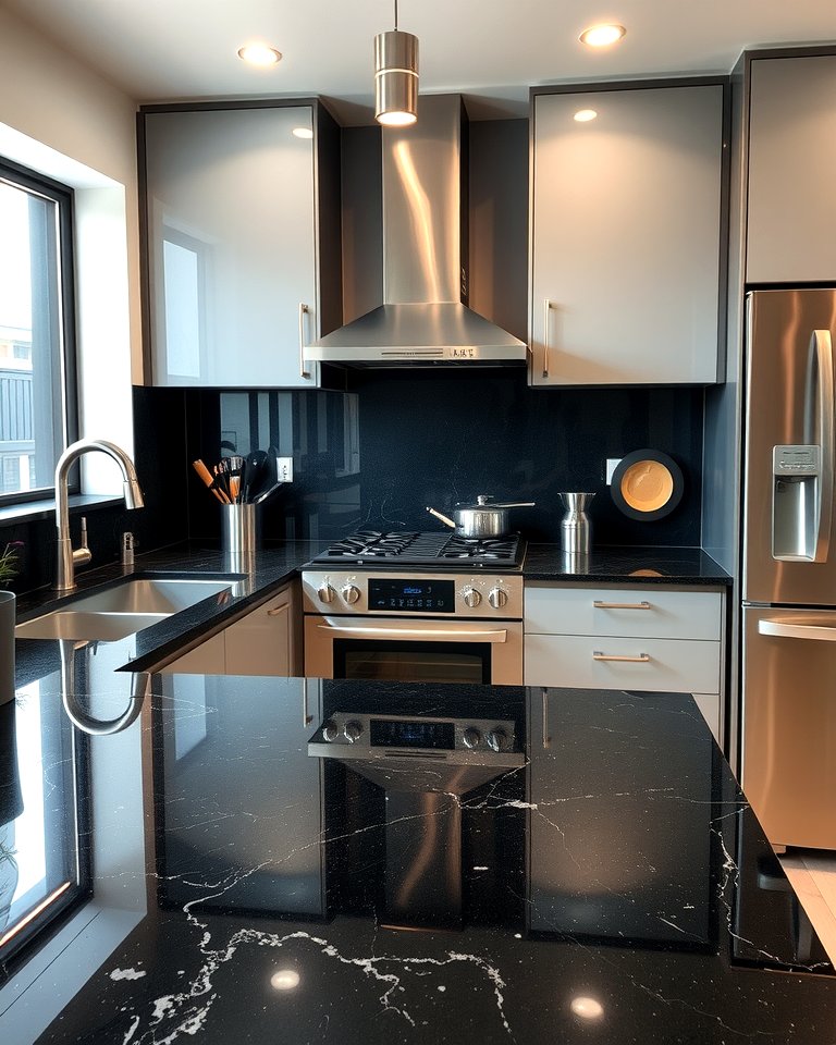 30 Sleek Black Granite Countertop Kitchen Designs for Luxury