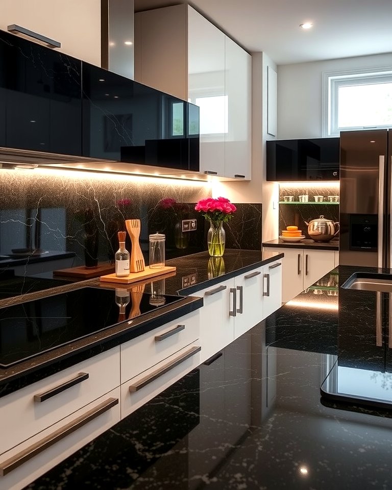 30 Sleek Black Granite Countertop Kitchen Designs for Luxury
