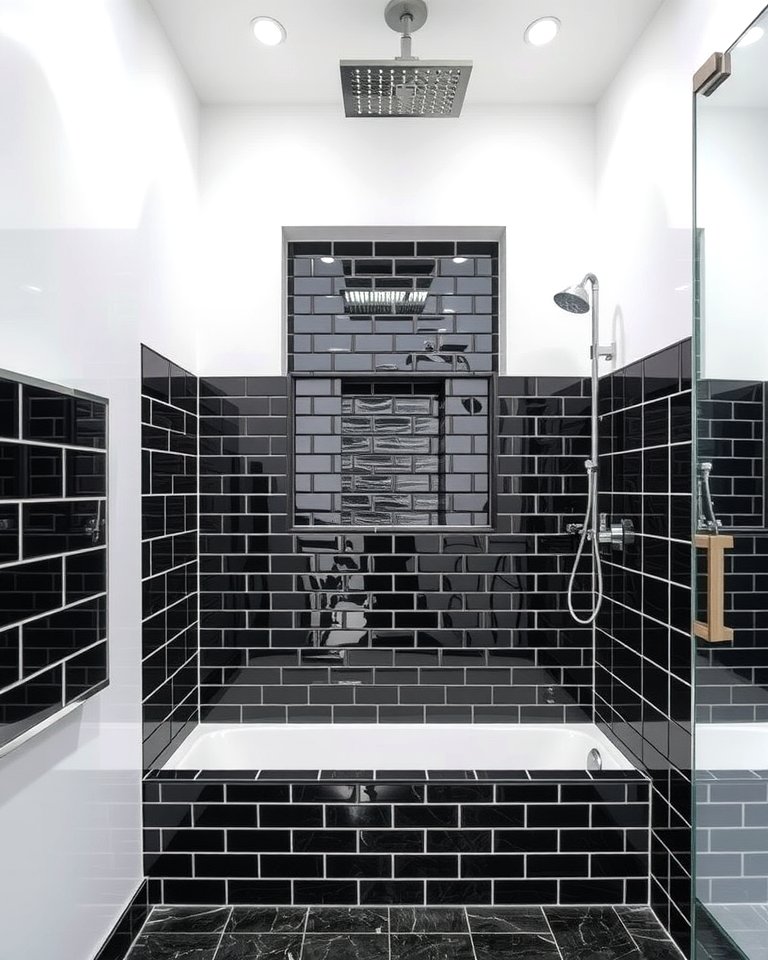 30 Striking Black & White Bathroom Tile Designs for Timeless Style