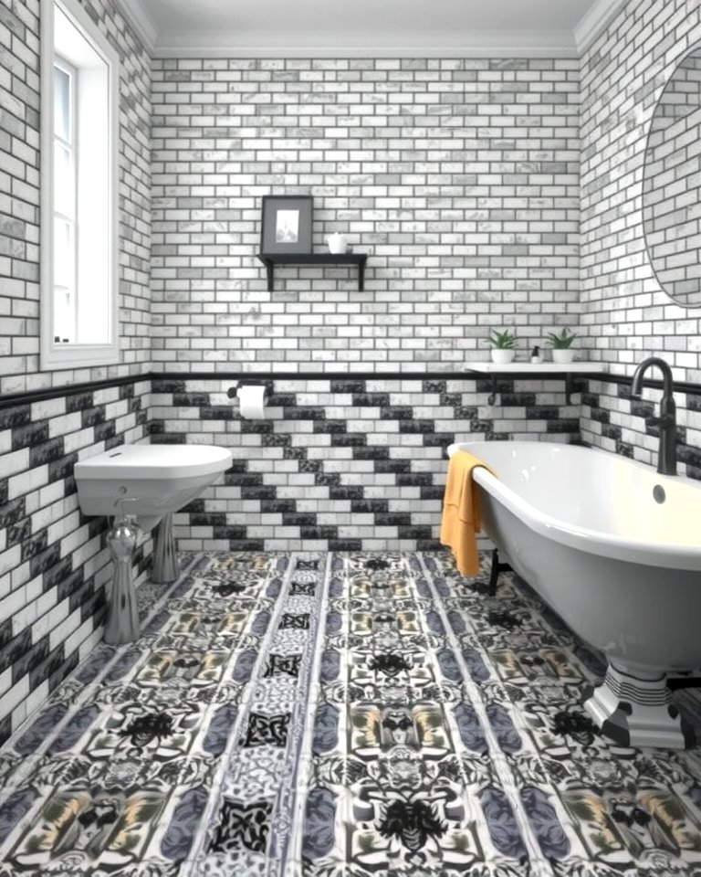 30 Striking Black & White Bathroom Tile Designs for Timeless Style