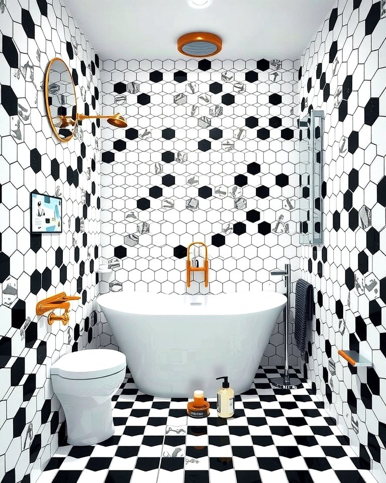 30 Striking Black & White Bathroom Tile Designs for Timeless Style