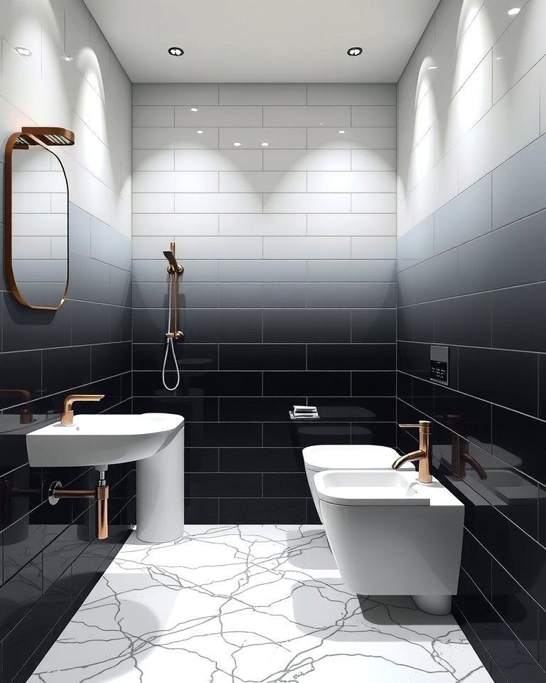 30 Striking Black & White Bathroom Tile Designs for Timeless Style - Black And White Bathroom Tile Medallion