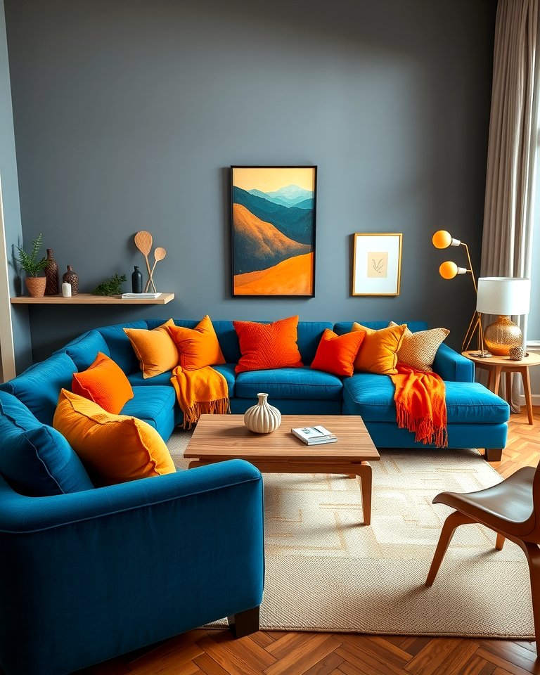 25 Orange and Blue Living Room Ideas for a Bold Look