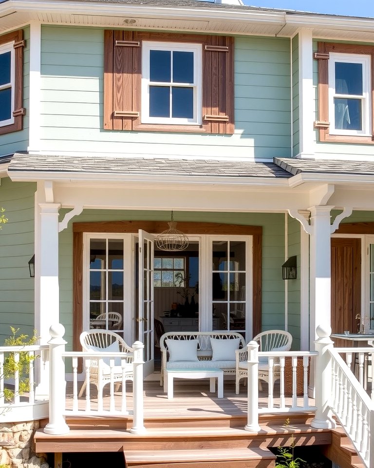 25 Sage Green House With Brown Trim Ideas for Curb Appeal