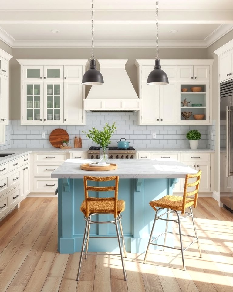25 White Kitchen Cabinets with Grey Island Ideas