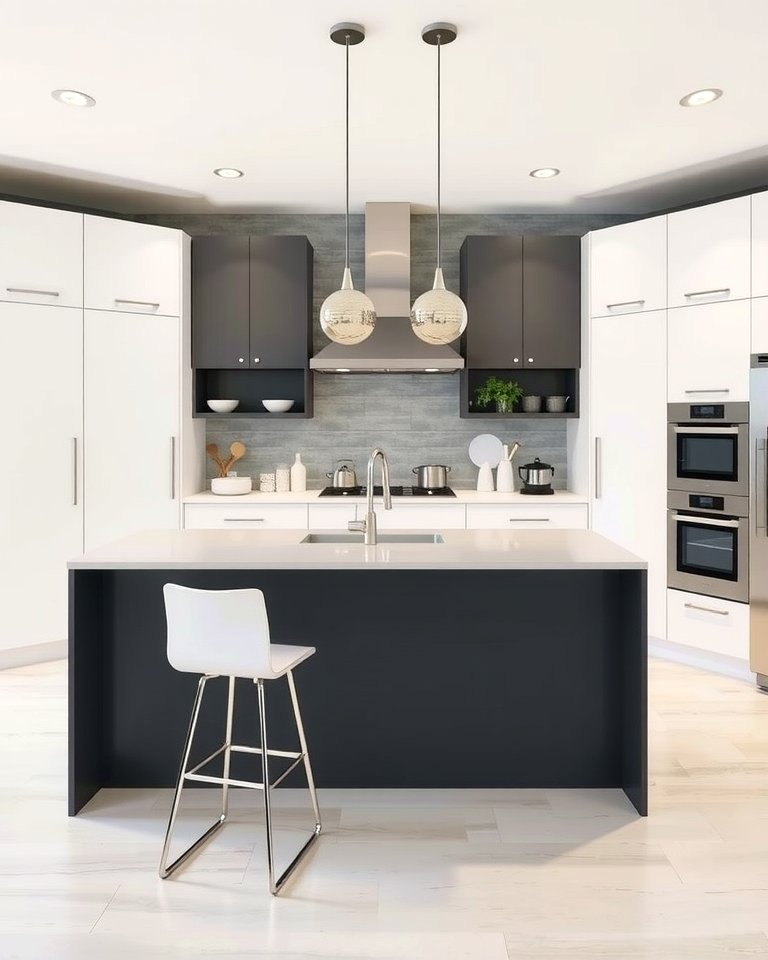 25 White Kitchen Cabinets with Grey Island Ideas