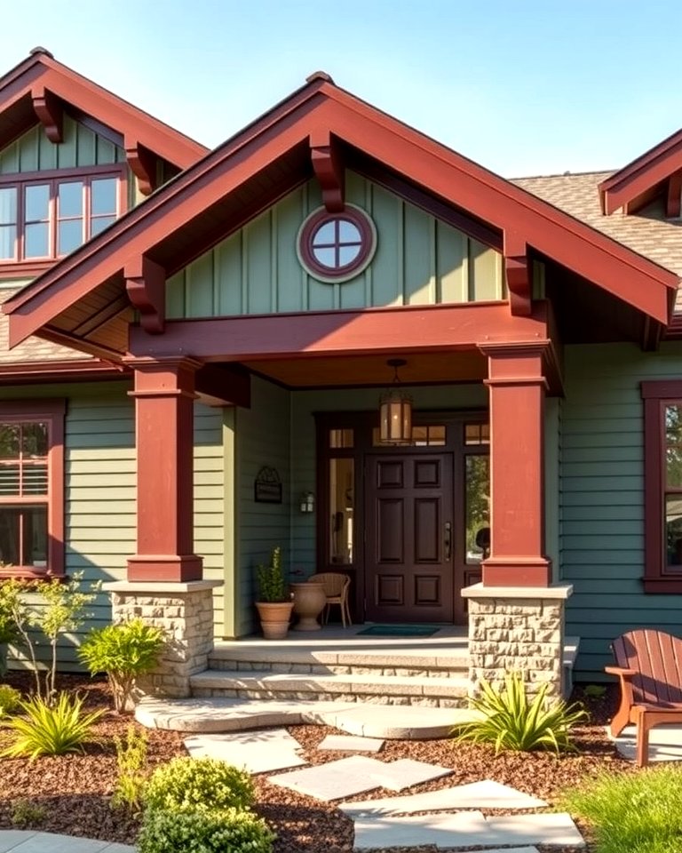 25 Sage Green House With Brown Trim Ideas for Curb Appeal