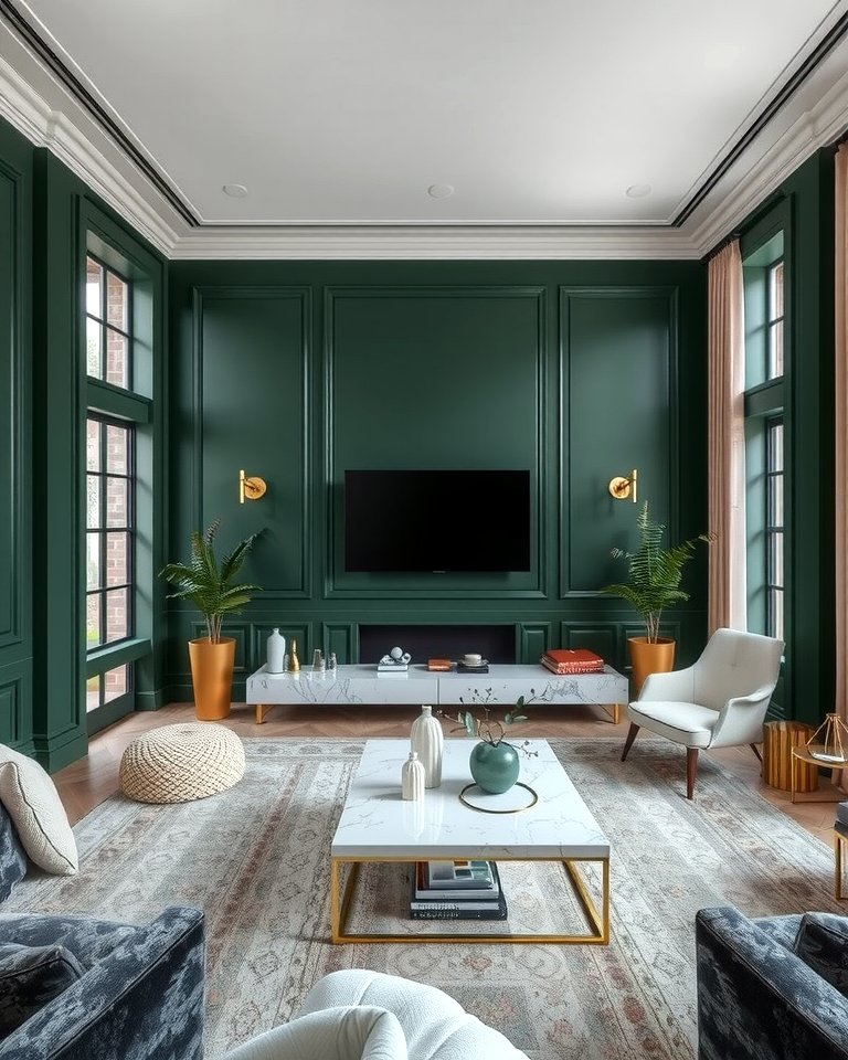 30 Rich Dark Green Living Room Designs for Cozy Elegance