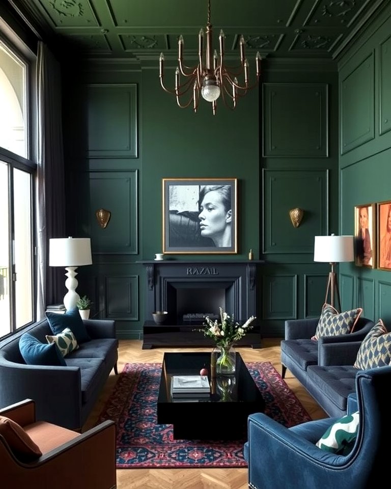 30 Rich Dark Green Living Room Designs for Cozy Elegance
