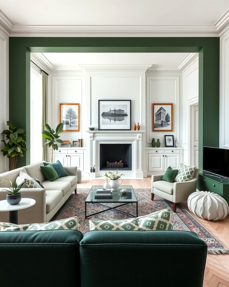 30 Rich Dark Green Living Room Designs for Cozy Elegance