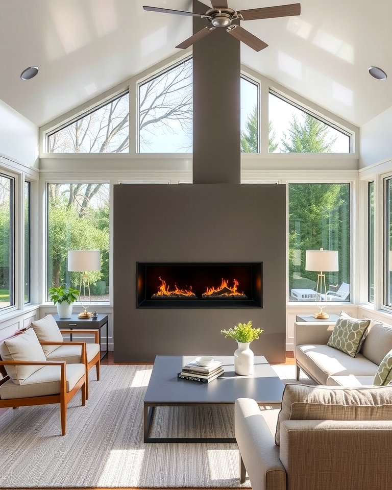 25 Sunroom With Fireplace Ideas for Cozy Gatherings