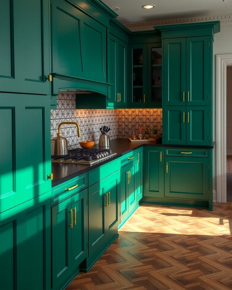 30 Green Kitchen Cabinets & Black Countertops Pairing Ideas