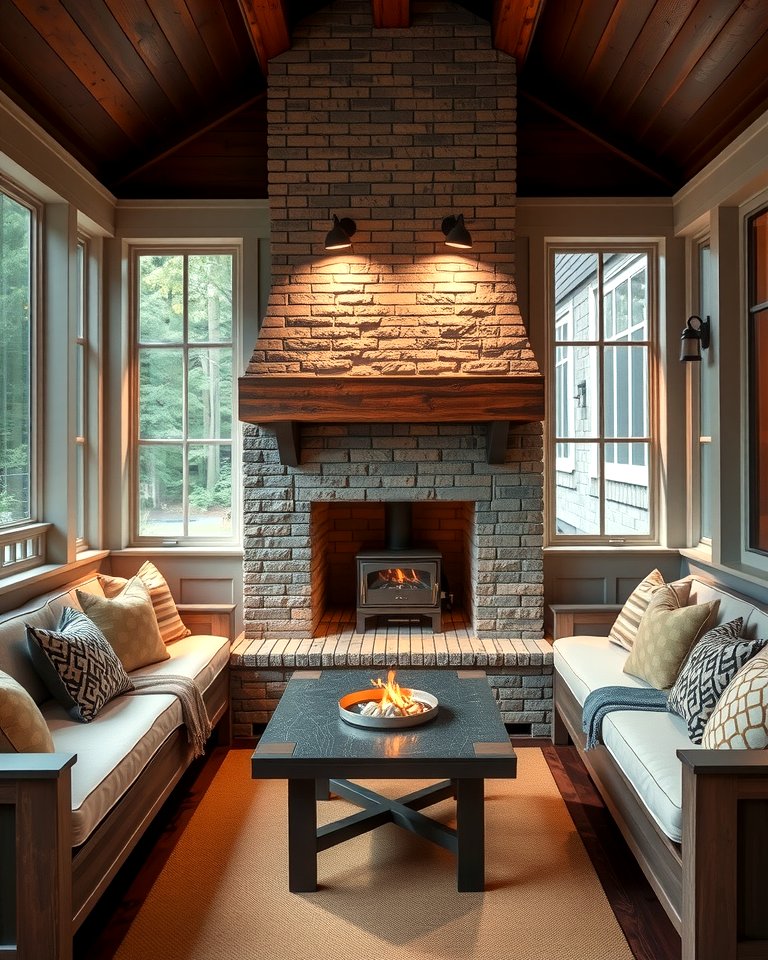 25 Screened-in Porch With Fireplace Ideas for Cozy Evenings