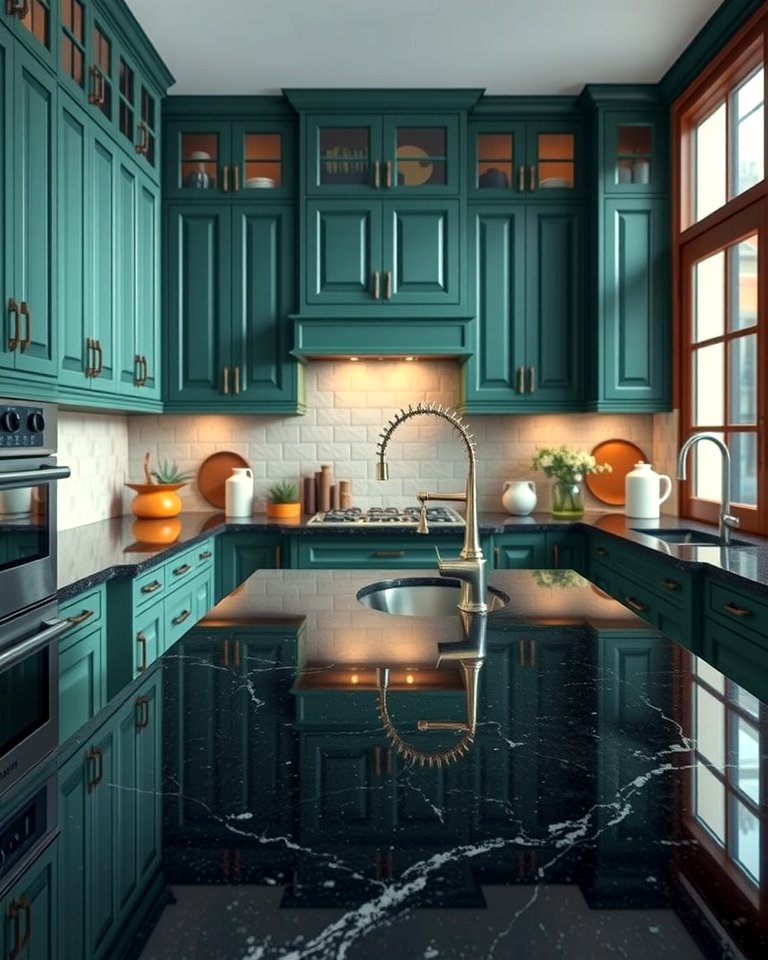 30 Green Kitchen & Black Countertops Pairing Ideas