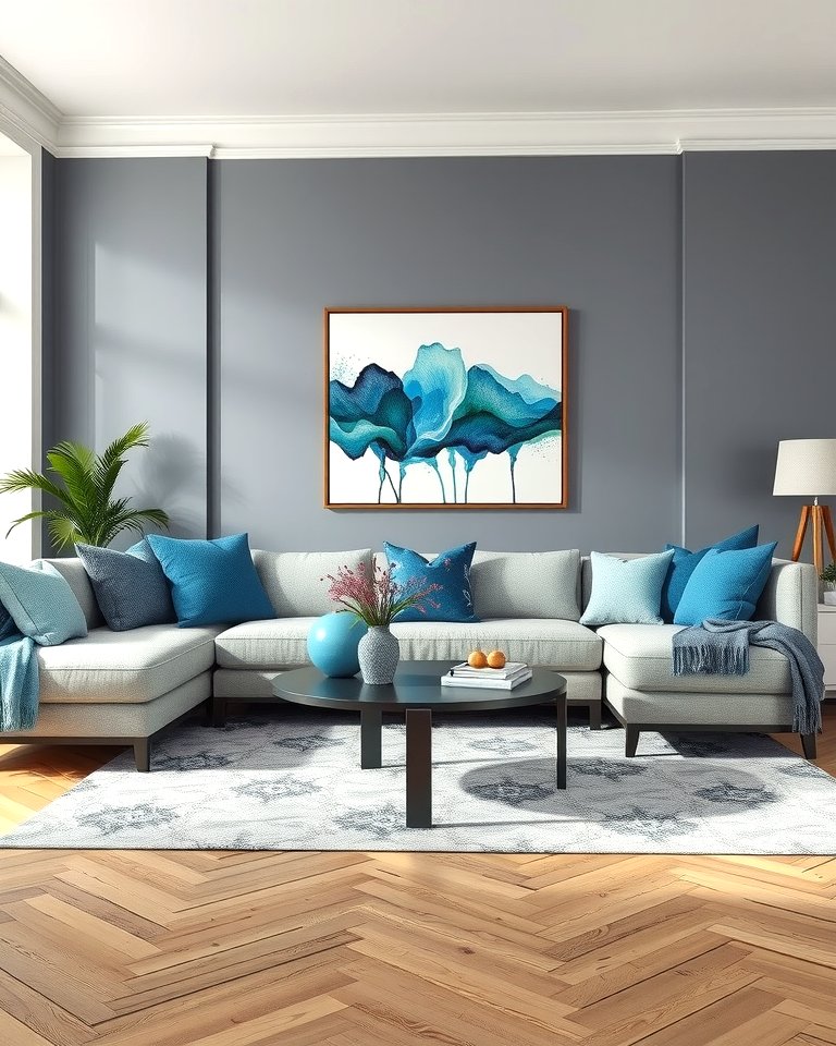 30 Soothing Blue & Grey Living Room Designs for Relaxing Spaces