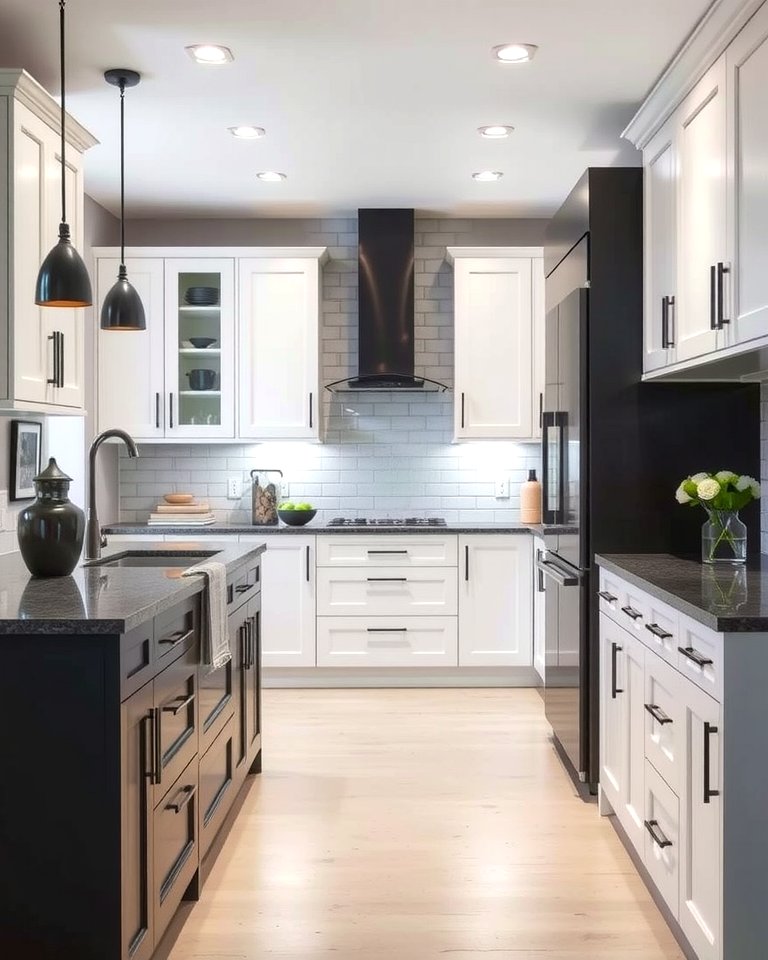 25 White Kitchen Cabinets with Grey Island Ideas