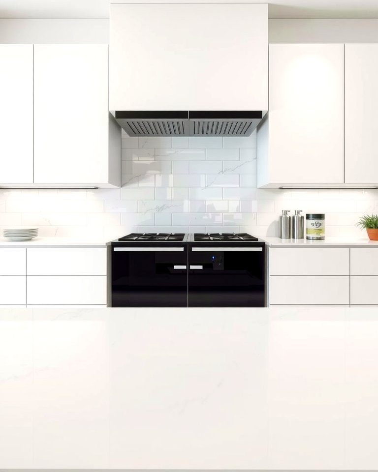 30 White Kitchen Designs with Bold Black Appliances