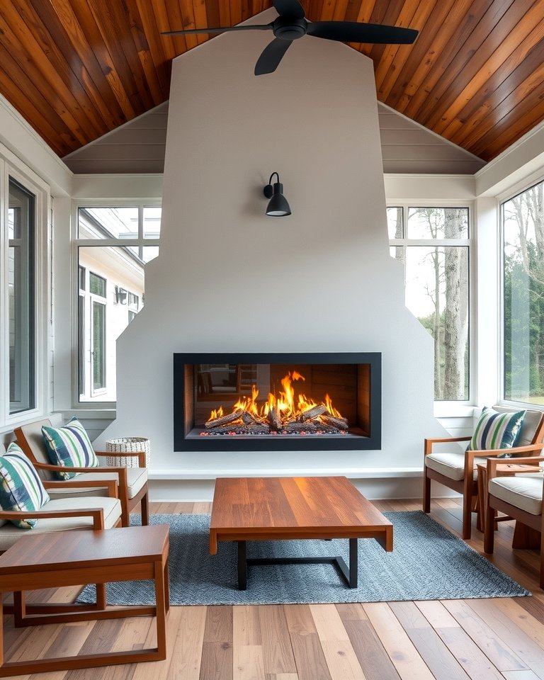 25 Screened-in Porch With Fireplace Ideas for Cozy Evenings