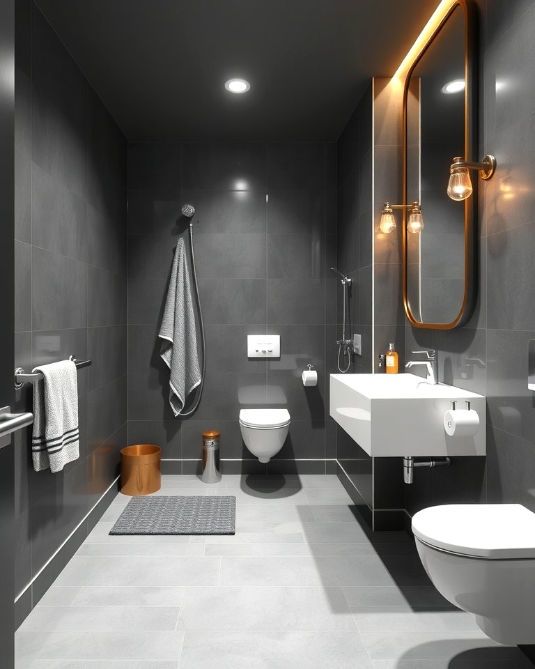 30 Gray Floor Bathroom Design Ideas for Sleek Minimalism
