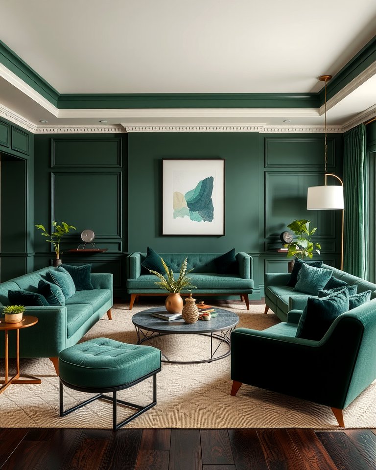 30 Rich Dark Green Living Room Designs for Cozy Elegance