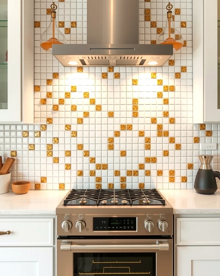 25 White and Gold Kitchen Backsplash Ideas for Elegance