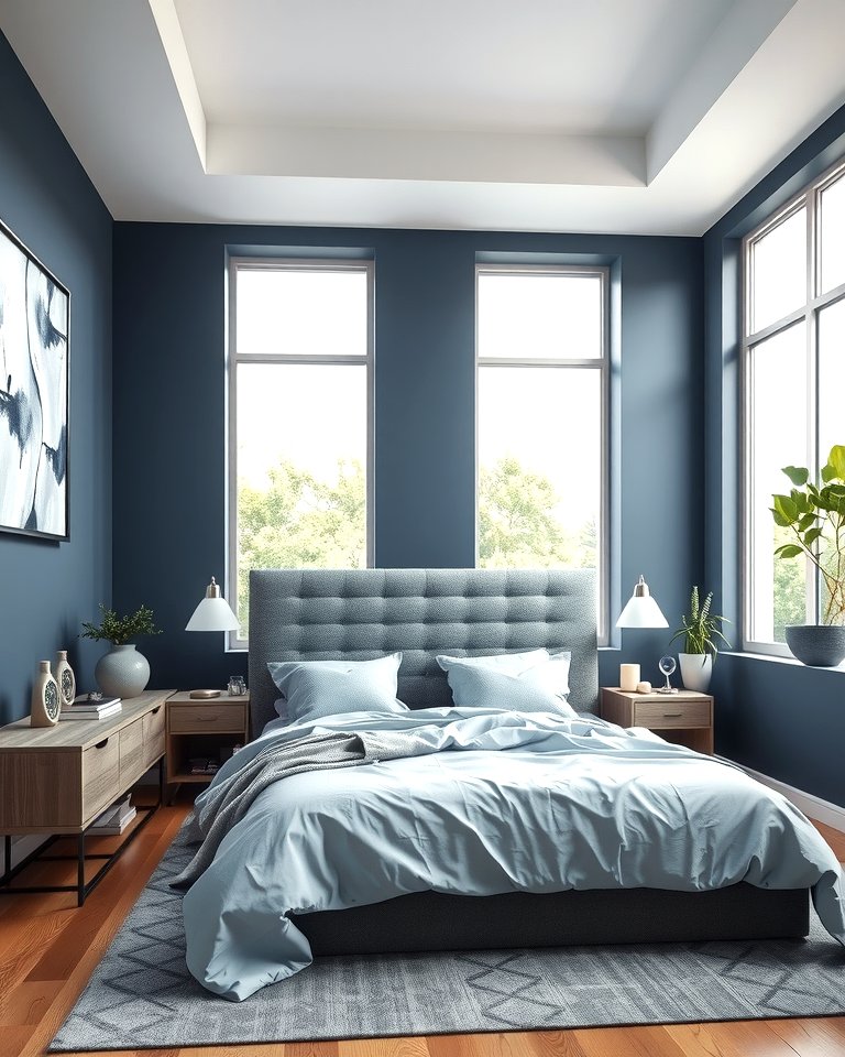25 Navy Blue and Grey Bedroom Ideas for Modern Style