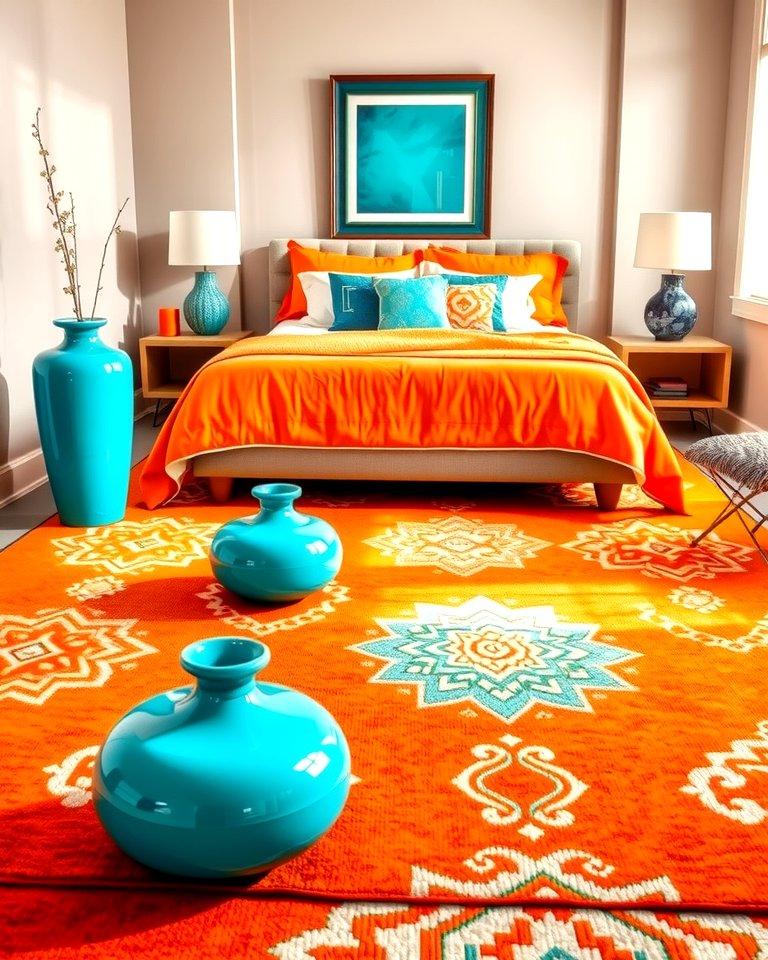 Teal Orange Rug 25 Teal and Orange Bedroom Ideas for a Vibrant Retreat