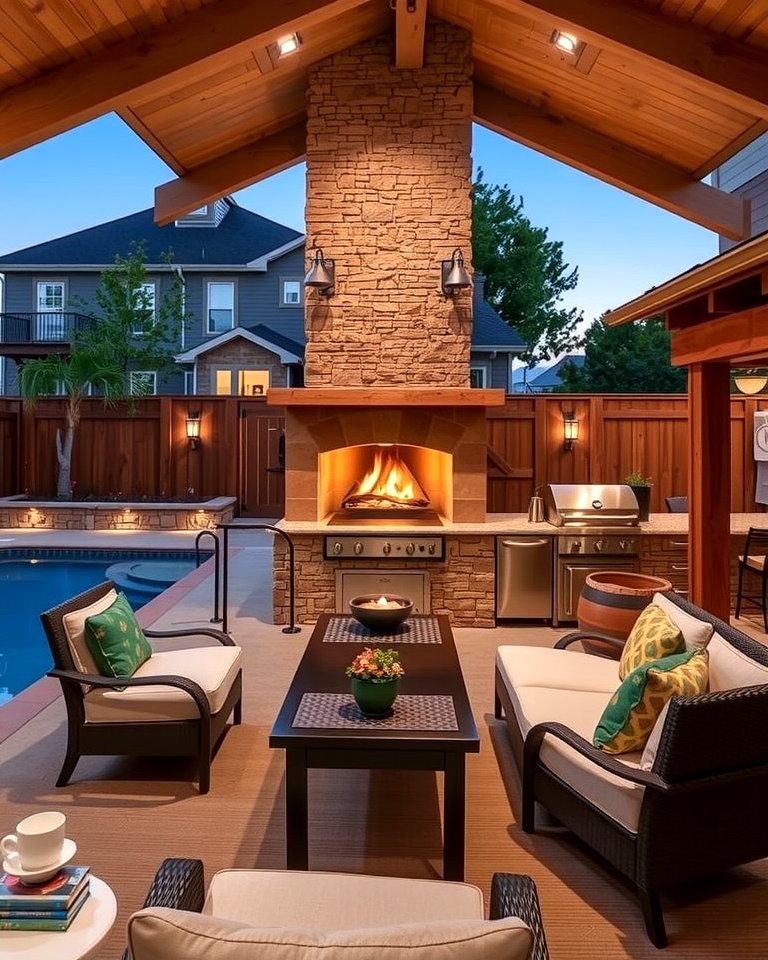 30 Pool House with Outdoor Kitchen Designs for Entertaining