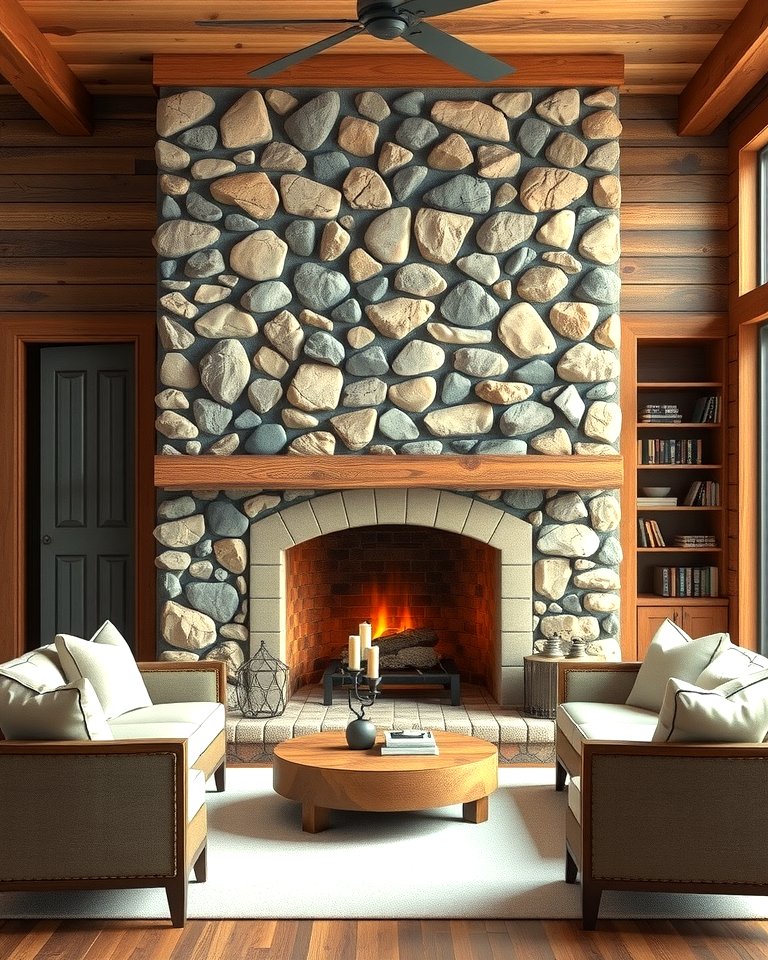 25 River Rock Fireplace Ideas for a Natural Look