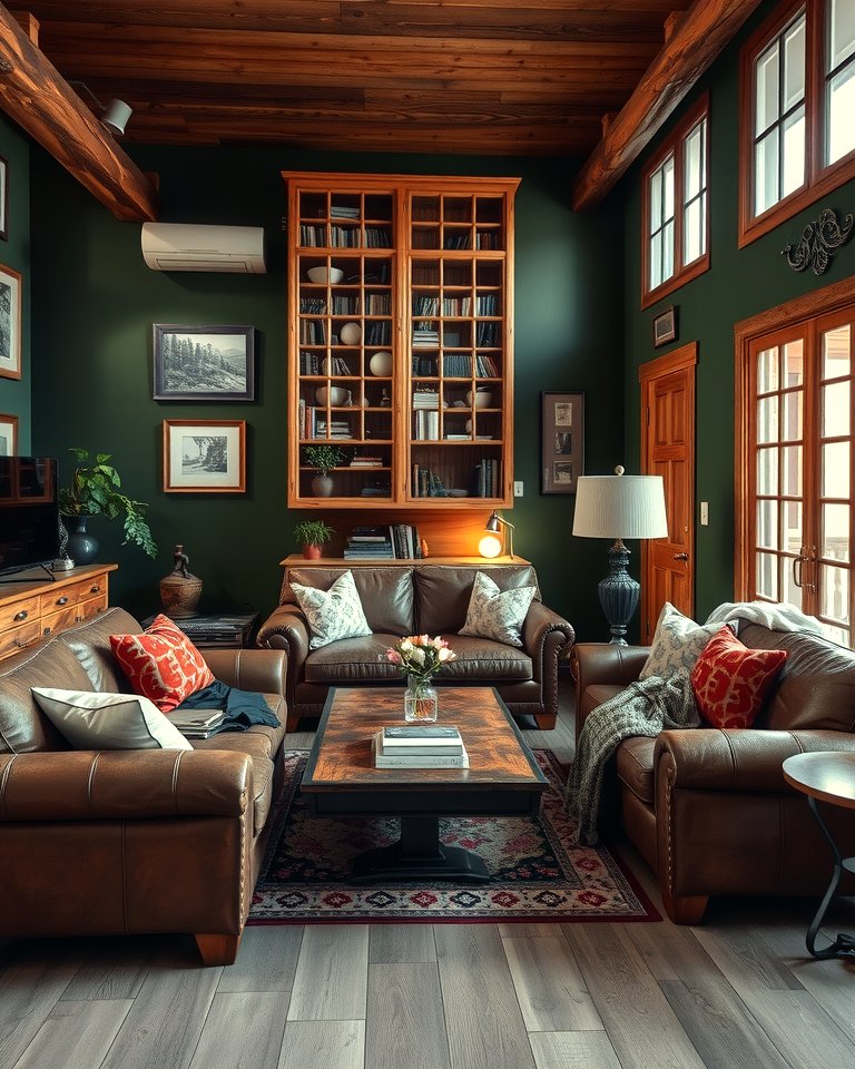 30 Rich Dark Green Living Room Designs for Cozy Elegance