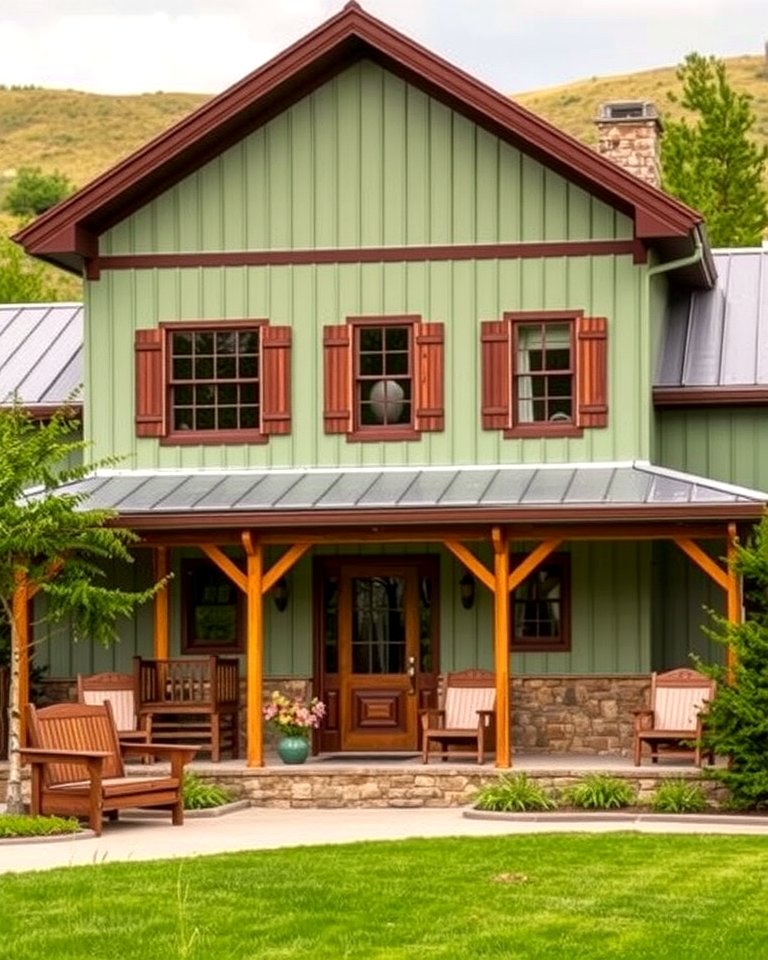25 Sage Green House With Brown Trim Ideas for Curb Appeal