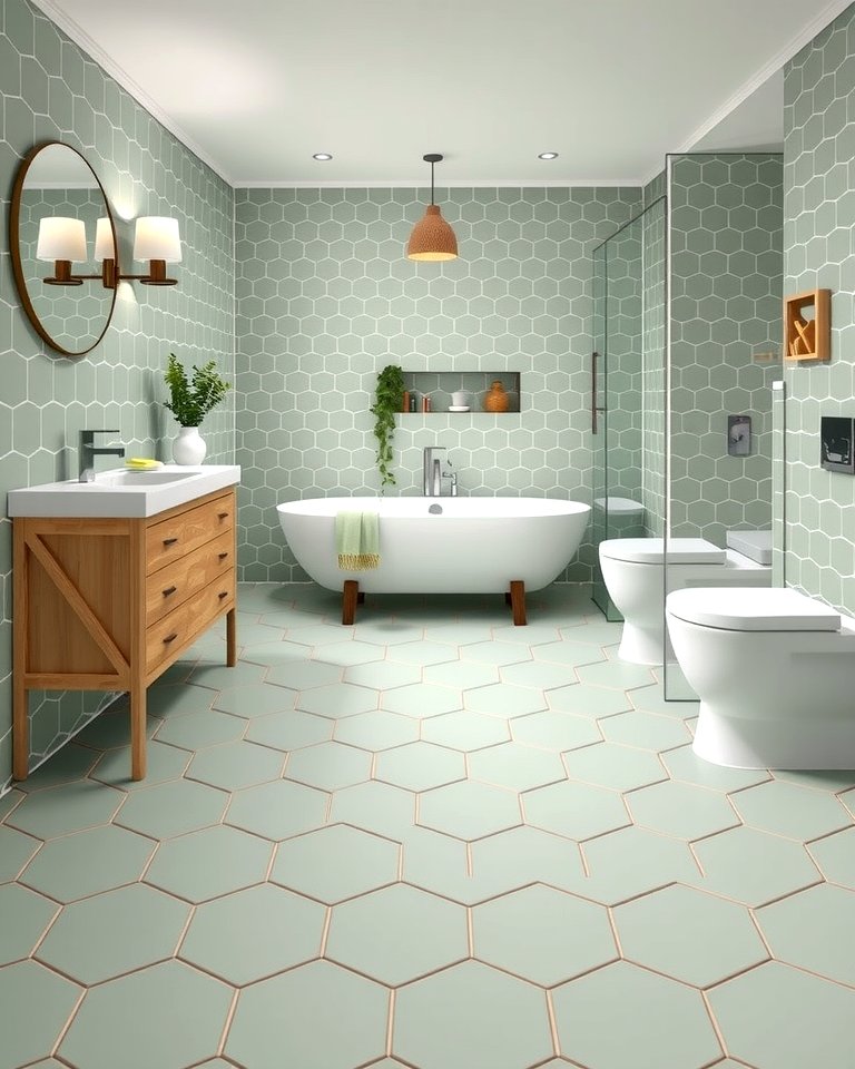 30 Green Bathroom Tile Design Ideas for a Refreshing Oasis