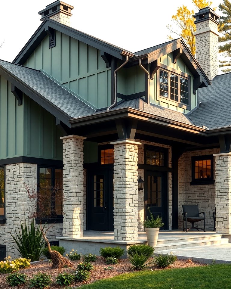 25 Sage Green House With Black Trim Ideas for Curb Appeal