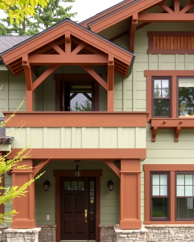 25 Sage Green House With Brown Trim Ideas for Curb Appeal