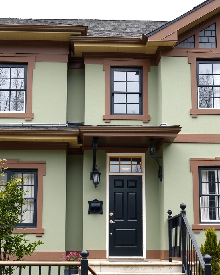 25 Sage Green House With Brown Trim Ideas for Curb Appeal