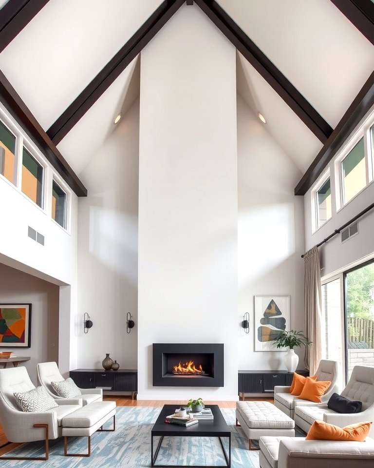 Modern Vaulted Ceiling Fireplace Designs for Luxurious Contemporary Homes