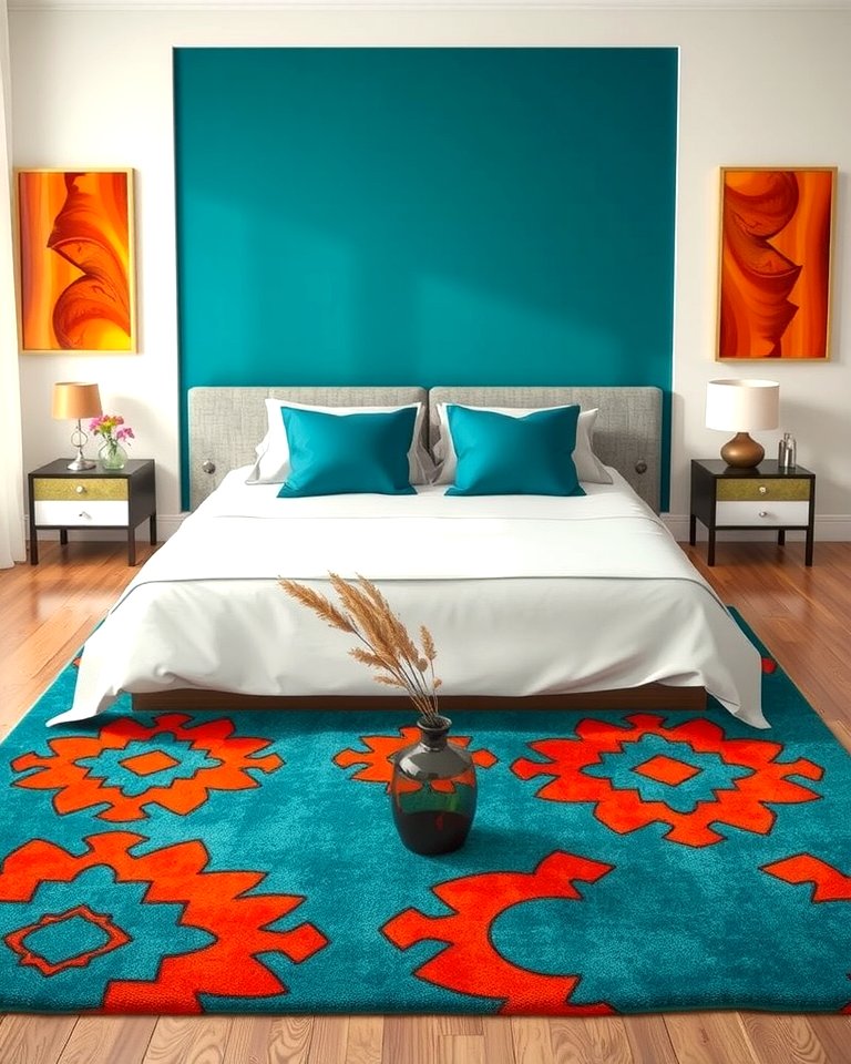 Teal Orange Rug 25 Teal and Orange Bedroom Ideas for a Vibrant Retreat